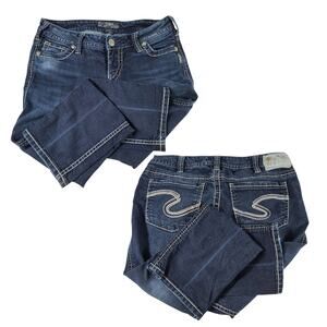 Silver Jeans Frances Capri Blue Denim Jeans Heavy Stitch Women's 31